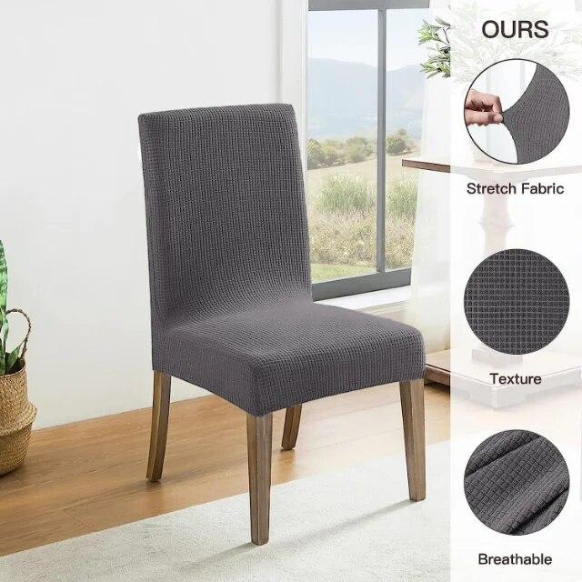 2PCS Waterproof Dining Chair Cover Polar Fleece Stretch Chair Slipcover Solid Chair Cover for Kitchen Banquet Wedding Home