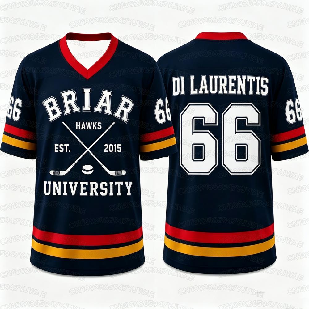 Kukebang Nieuwe Film Off Campus Briar University Jersey Graham 44 LOGAN 22 DI LAURENTIS 66 Tucker 46 T-shirt V-hals Korte Mouw T-shirt 6XL