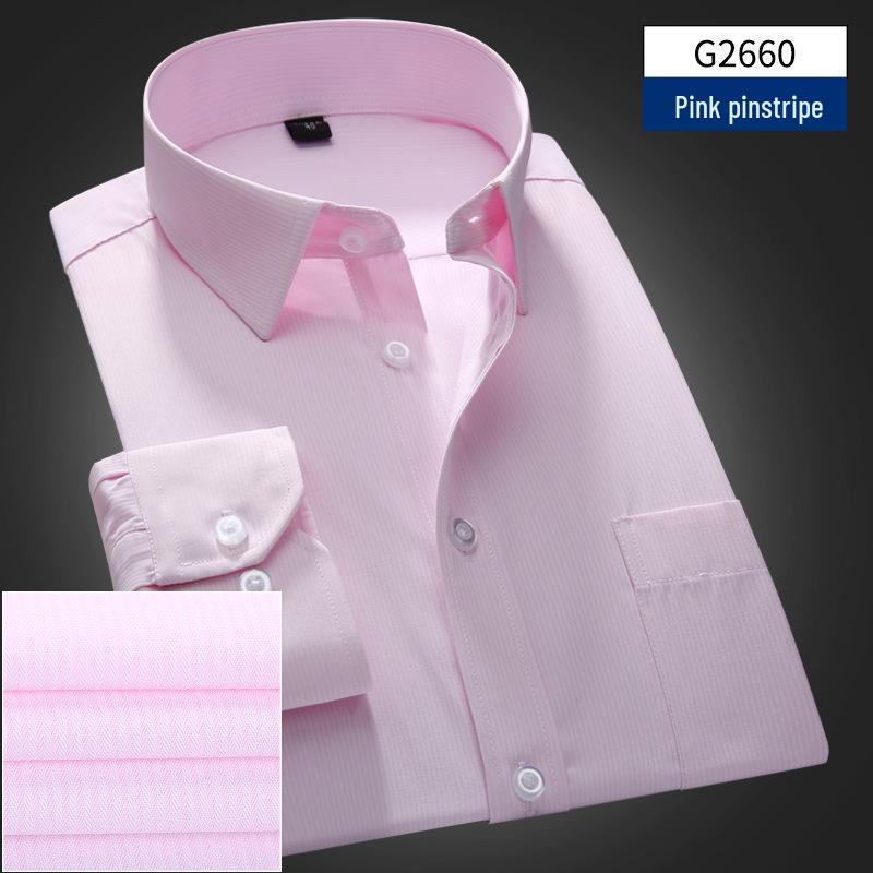 Men's Solid Color Long-Sleeve Business Shirt - Formal Workwear