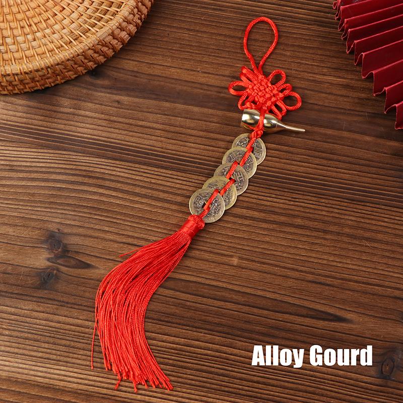 

1pc Lucky Chinese Knot Red Rope Home Hanging Decor New Year Feng Shui Decoration Five Emperors Money Gourd Pendant Car Ornaments