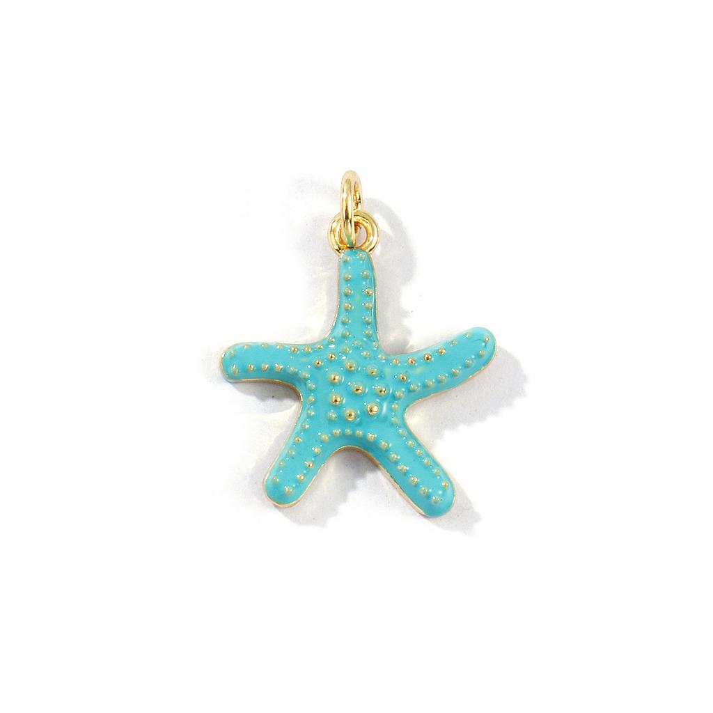 2 PCs Brass Ocean Jewelry Charms 18K Gold Plated Enamel Starfish Pendants For DIY Necklace Bracelet Jewelry Making 23mm X 18mm