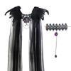 Halloween Cloak Black Feather Mesh Cloak Medium Dress Jewel Bracelet Stage Party Dance