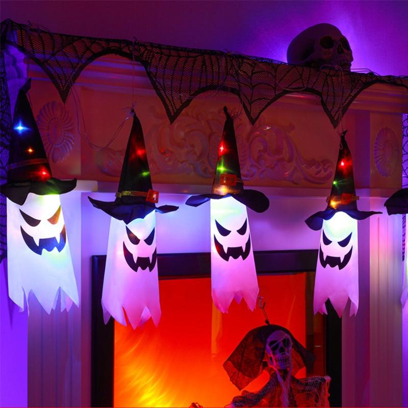 Halloween Hanging Flags Halloween Decoration Glow in The Dark Glowing Ghost Lantern Party Accessorie Home Outdoor Pendants