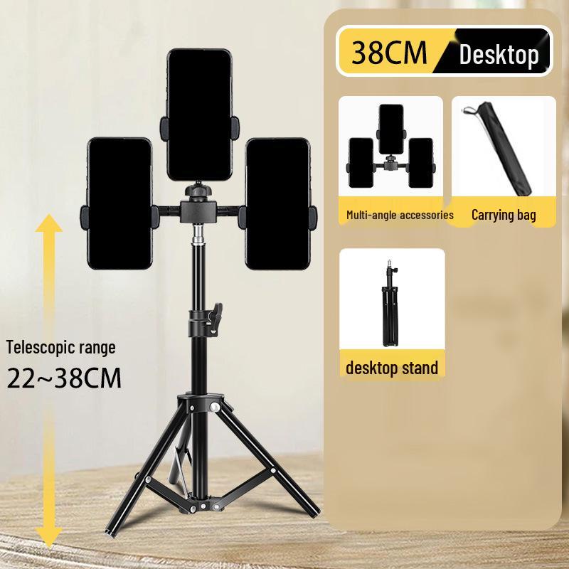 Dual-Position Live Streaming Tripod with Fill Light for Video Recording