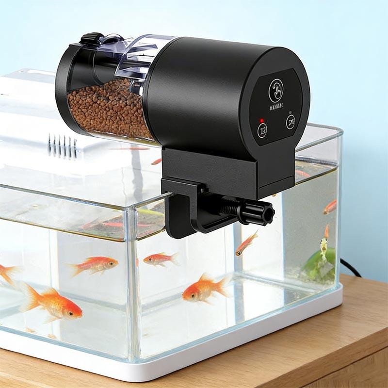 Automatic Fish Feeder 100ml/3.38oz Smart Timer Food Dispenser Easy Install for Aquarium Fish Tank Vacation Feeding
