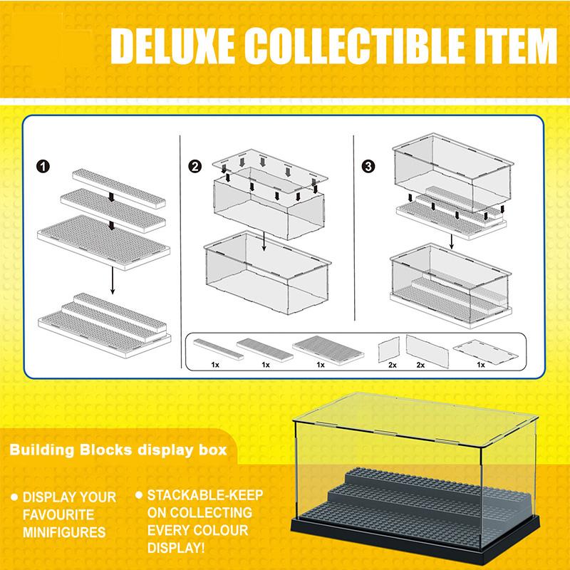 Acrylic Display Case for Minifigure Dustproof Building Block Show Case 3 Tiers Storage Box Organizer for Figures