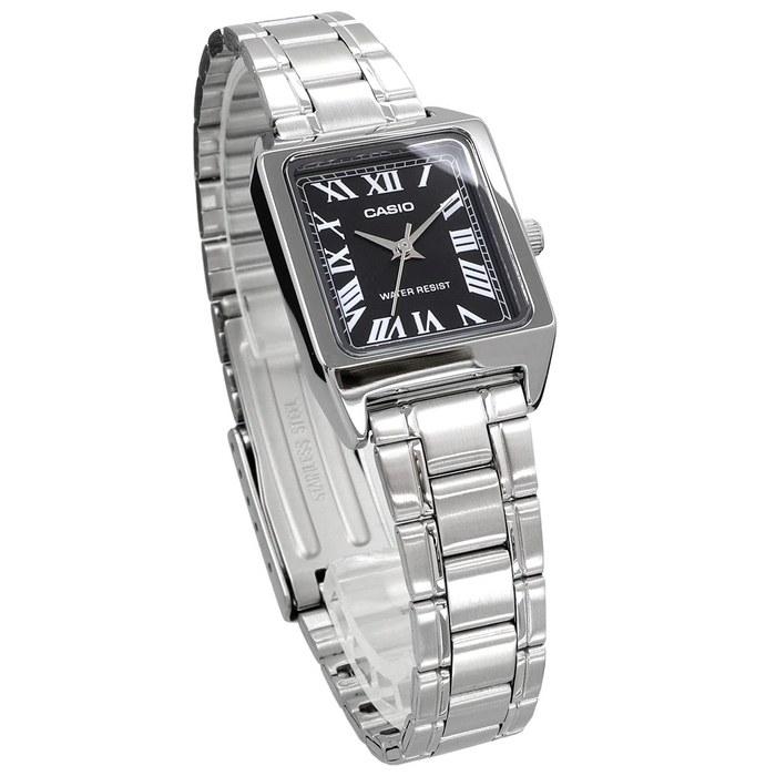 [Casio] Standard Analog Damenuhr LTP-V007D-1B Schwarz Silber Metallarmband