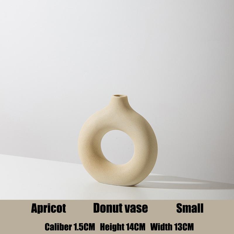 Nordische kreisförmige hohle Keramikvase Donuts Blumentopf Home Dekoration Zubehör Büro Desktop Wohnzimmer Inneneinrichtung Geschenk