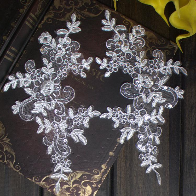 Toppe Ricamate ad Applicazione in Pizzo Fatte a Mano per Abito da Sposa e Accessori per Capelli della Sposa - Bianco, Rosso, Nero