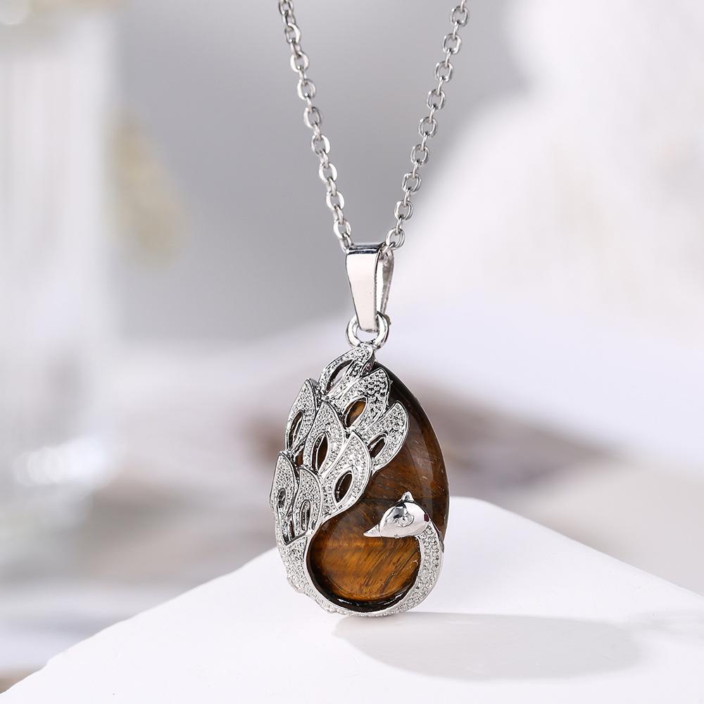 Natural crystal pendant, inlaid with amethyst peacock necklace, fashionable accessory,Christmas gift, Stocking stuffers, Valentine's Day gift