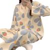 2026 Women's Milk Silk Pajamas Set: V-Neck Cardigan, Long Sleeve, Long Pants, Thin Polka Dot Print for Spring and Autumn