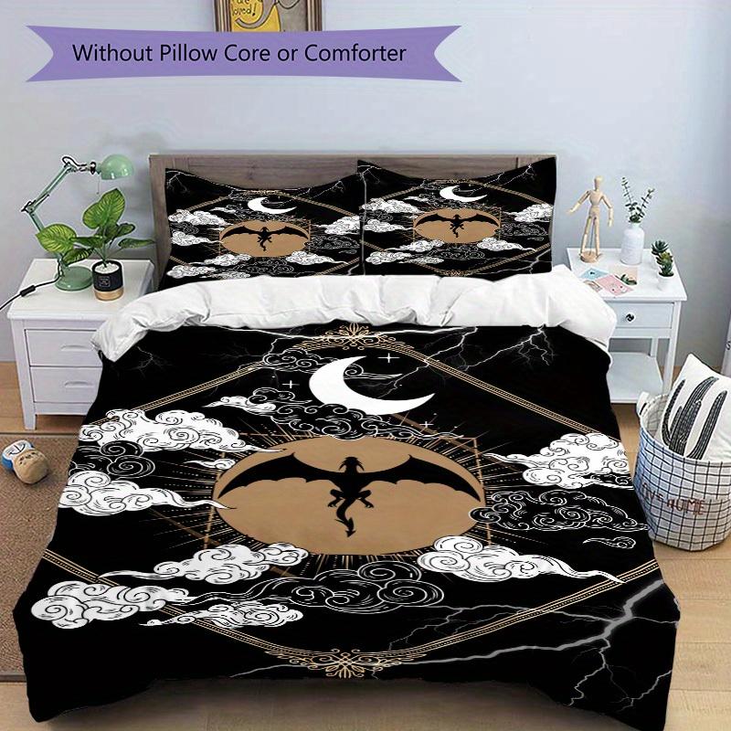 3pcs Moonlit Night Ethereal Flight Bedding Set Down Comforter Cover and Pillowcases, Suitable for Guest Room All Seasons(No Insert) S0819070