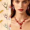 European & American Sparkling Water Drop Necklace & Earring Set: Light Luxury Fashion for Wedding Dress
