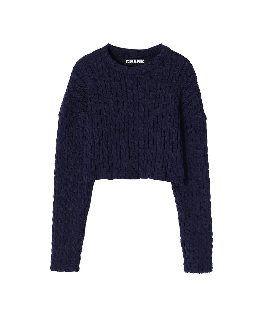 CRANK Ribbon Cable Crop Knit_Navy