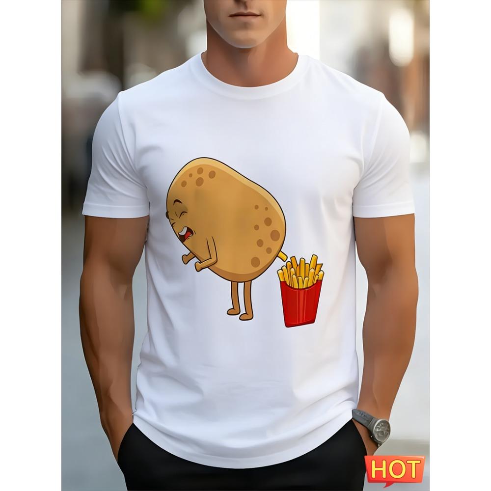 Funny Potato French Fries Graphic T Shirts For Men Fashion Summer Short Sleeve 3D Printed T-shirts Casual Oversized Kids Tees