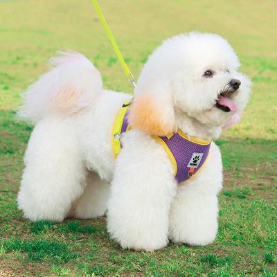 Dog Chest and Back Than Bear Pomeranian Dog Leash Breathable Reflective Contrasting Color Dog Rope Pet Puppy Leash