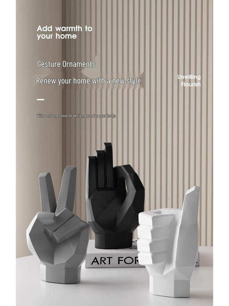 Modern High-End Abstract Hand Gesture Art Ornament for Home, Office, or Wine Cabinet