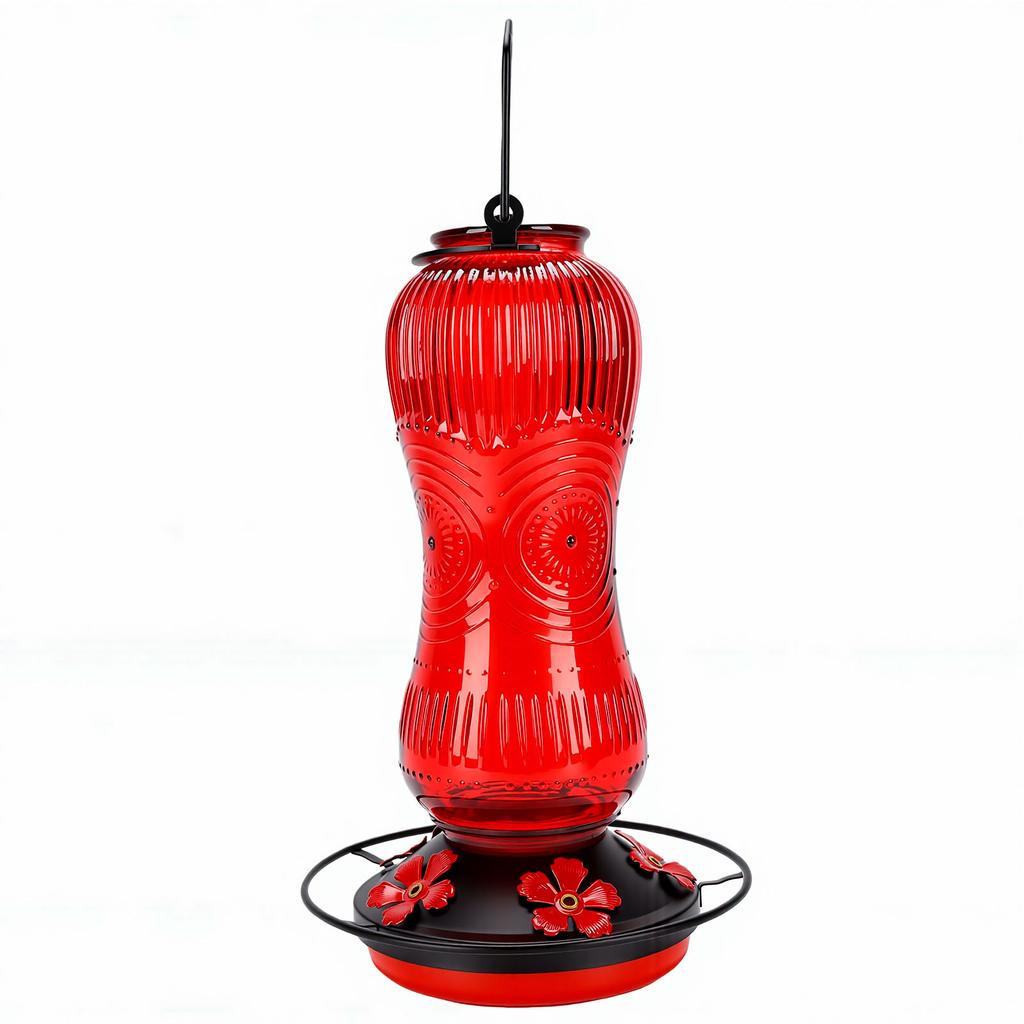 Glass Hummingbird Feeder 5 Feeding Ports Leakproof Easy Refill Hanging Bird Feeder for Outdoors