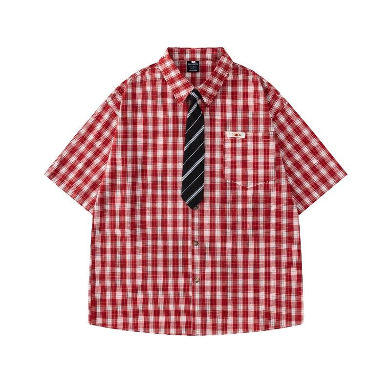 Accessori per Cravatte Academy Camicia a Maniche Corte a Quadri Estate Nuova Larga Casual Versatile Camicia per Uomo e Donna Coppie