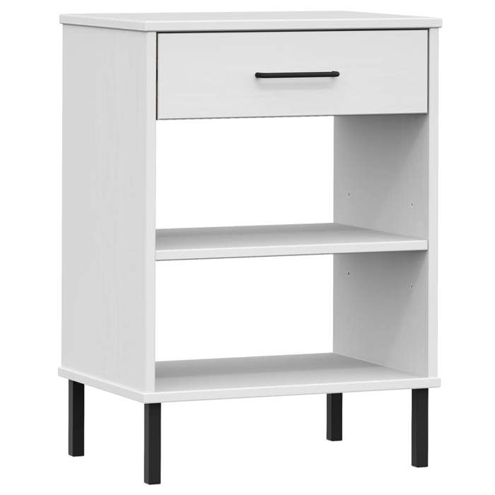 VidaXL Console Cabinet with Metal Legs White Solid Pine Wood OSLO 351002