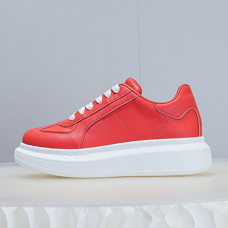Platform women's casual shoes autumn new front lace-up sports casual shoes round head fashion solid color board shoes women