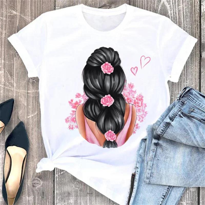 

Смешные Эстетичные Графические Принты Женские Футболки Женская Одежда Красивые Девушки Принт Женские Топы Модная Футболка с Круглым Вырезом Уличная Одежда 4XL