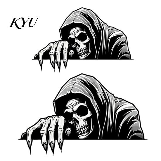 Halloween Car Decorations Skeleton Sticker Peeking Decal for Window Bumper, Removable Vinyl Graphics Waterproof Horror Skull Wall Laptop Decoration