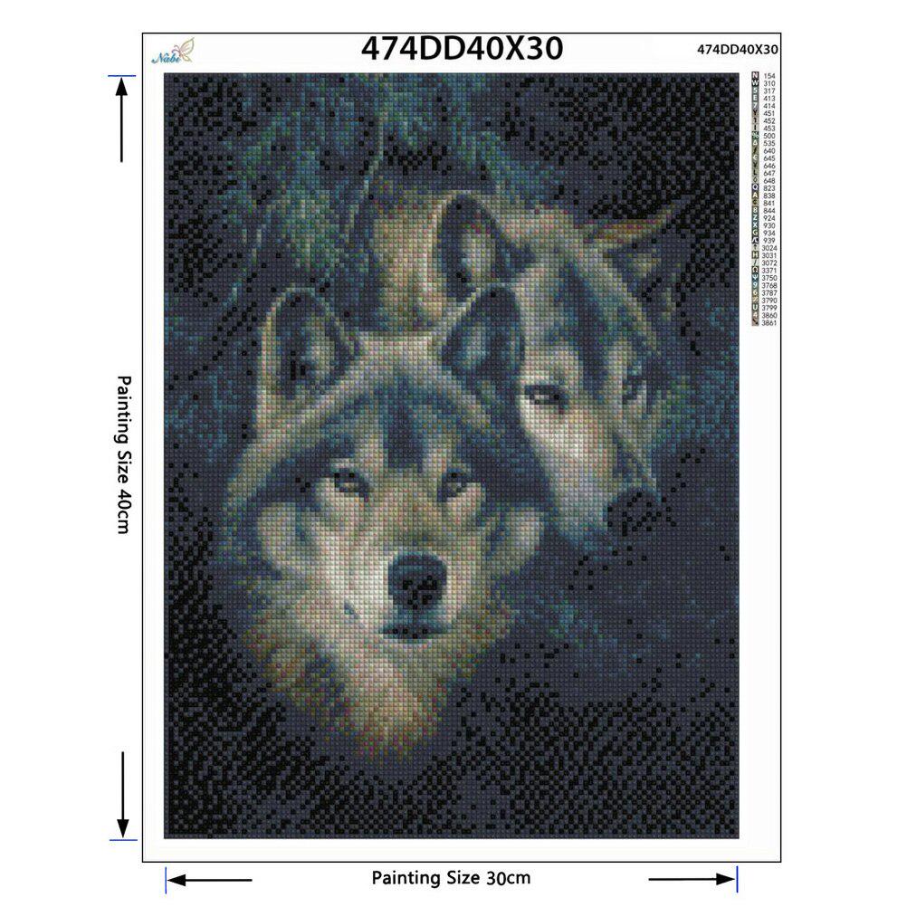 5d Diy Diamond Painting Kulaté diamantové vyšívání Zvířata Wolf Diamond Round Diamant Paint