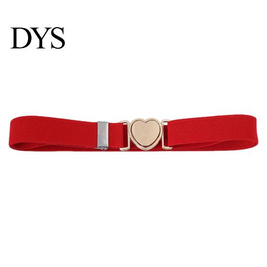 Women Waistband Unisex Belt Contrast Color Banded Metallic Heart Buckle Lightweight Girls Adjustable Elastic Band Girl Waist Strap for Parties