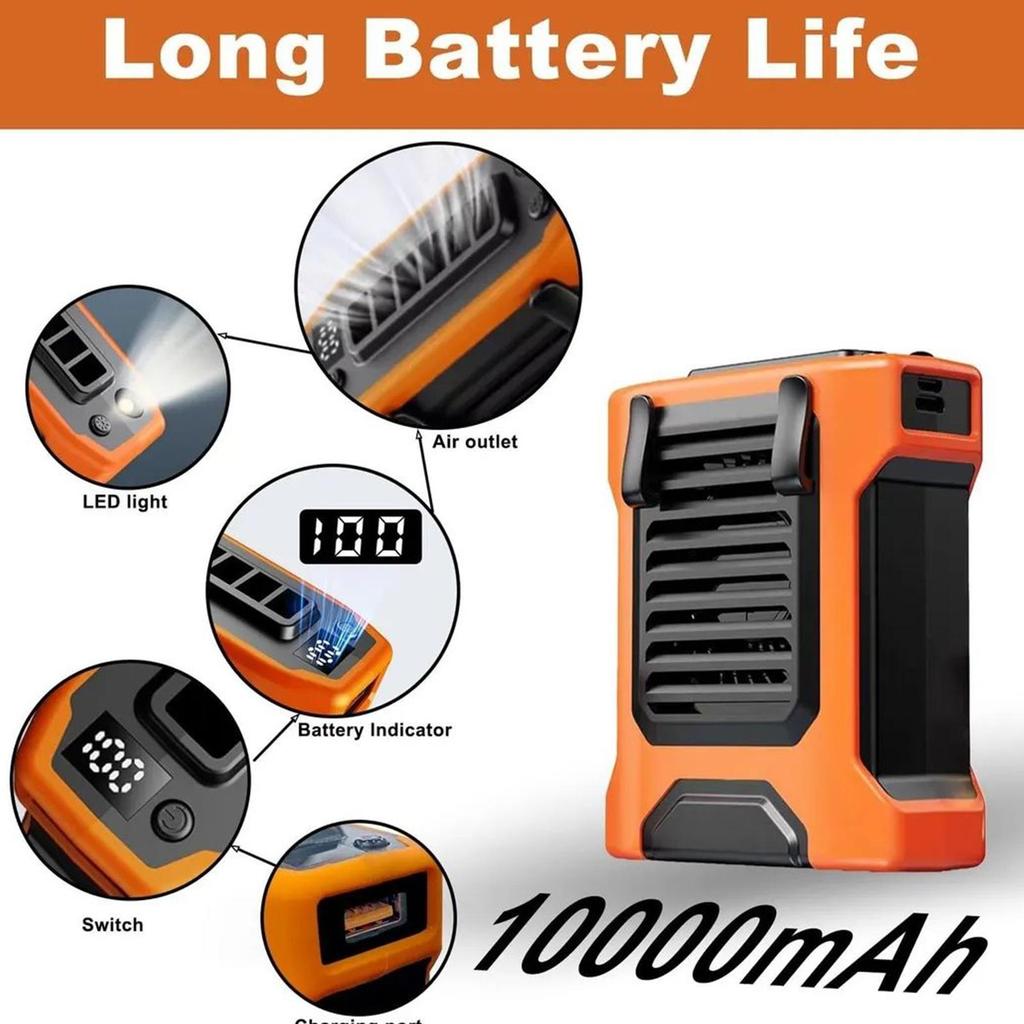 Waist Clip Fan USB Rechargeable Fan with Flashlight Portable waist fan Small Outdoor Camping Waist Fan For Outdoor Camping