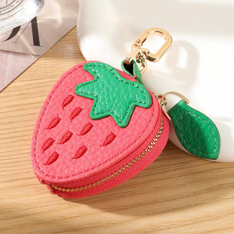 Frucht-Anhänger Münzbörse Mini-Schlüsselanhänger Geldbörse Unisex-Stil Niedliche Reißverschlusstasche Geschenk Frucht-Themen-Accessoire