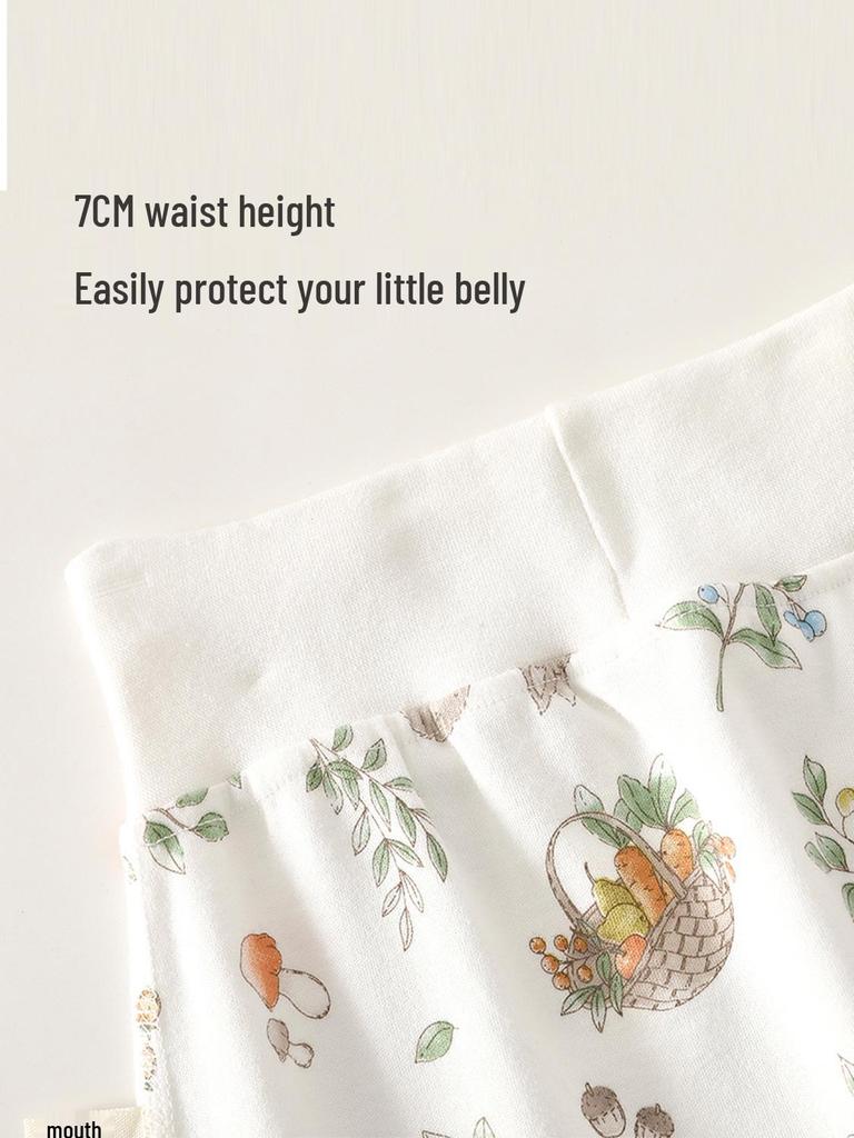 Seamless High Waist Baby Cotton Thermal Pants for Boys & Girls - Autumn/Winter Base Layer