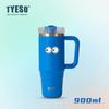 900ML Big Capacity Vacuum Cup With Handle Straw Stainless Steel Car Mug Thermal Iced Travel Insulated Tumbler Bottle With Eye Sticker
