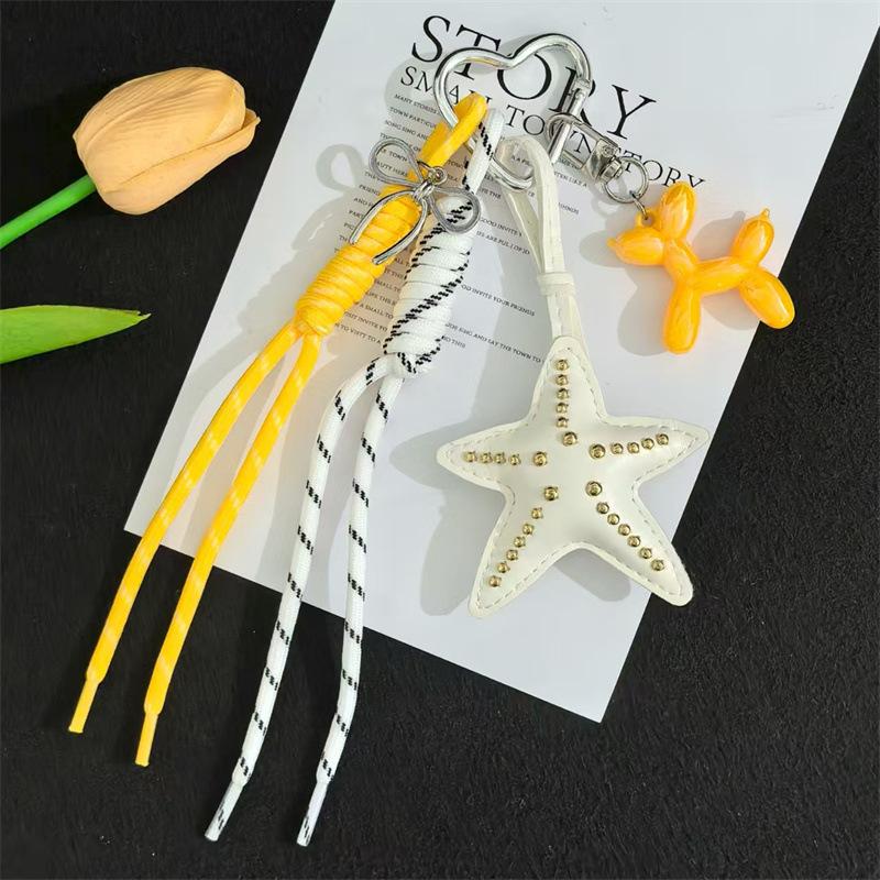 1pc Trendy Starfish Colored Braided Rope for Women with Cute Charm, Decorative Accessory for Keys,Bags & Backpacks Gift Bag Charm