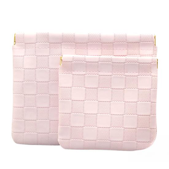 

Small Makeup Bag for Purse Waterproof Faux Leather Snap Closure Organizer Pouch Mini Travel Storage Pouch for Coin Cards Jewelry Lipstick Cosmetic