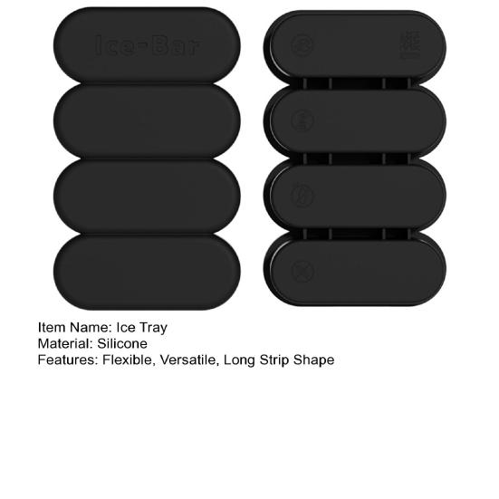 Long Strip Shape Silicone Ice Cube Mold Non-Stick Ice Tray Jelly Chocolate Mold for Kitchen Cafe Home