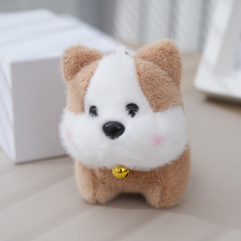 Adorable Plush Dog Keychain Pendant Soft Stuffed Toy Cute Blue And Brown Designs