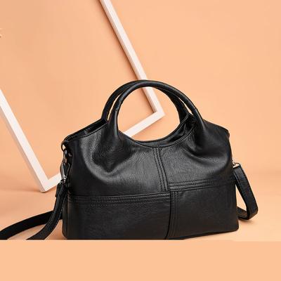 Soft Leather Patchwork Portable Bag for Women Large Capacity Elegant and Casual Monochromatic Bags for Shopping and Traveling
