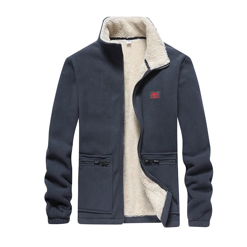 Mens Fleece Jacket With Stand Collar Lightweight Outdoor Coat Men