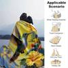 1pc Yellow Flowers & Hummingbird Themed Blanket  Cute Design for Room Decor, Soft Perfect as Birthday Gift or