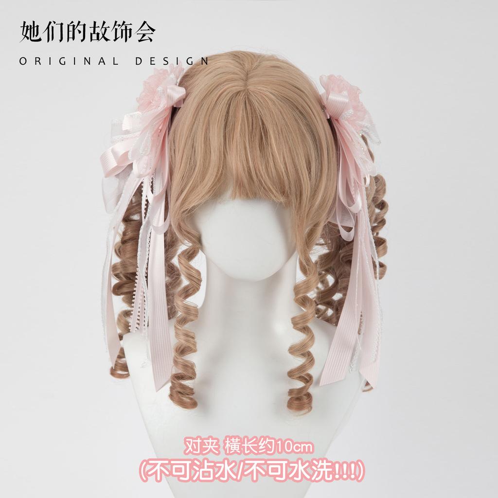 Sweet Bow Lace Hairpin Pink Hair Accessories Handmade Lolita Hair Accessories
