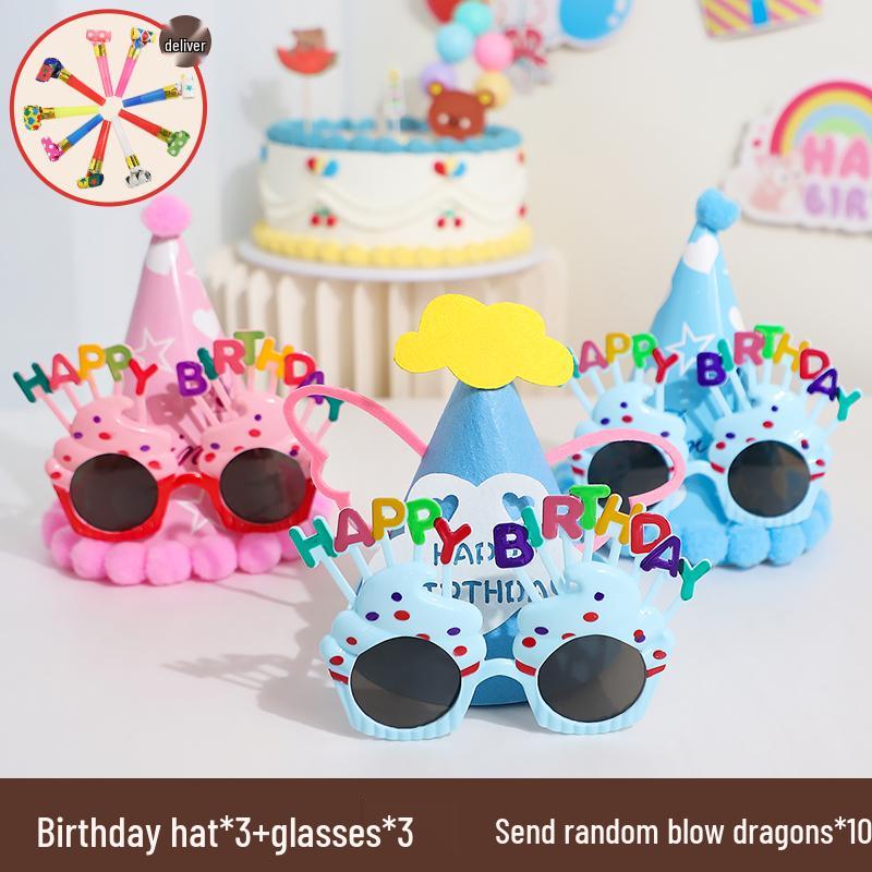 First Birthday Girl Photo Props Set: Hat, Glasses, and Creative Decorations