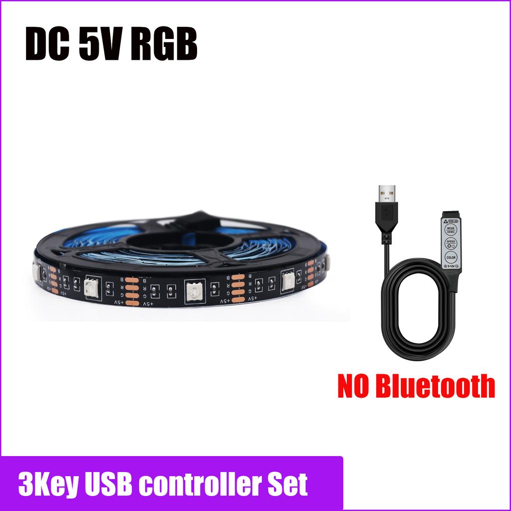 5V USB RGB LED Strip Lights Music Sync Bluetooth Remote Control Dimmable Flexible TV Backlight Ambient Lighting Kit