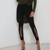 Womens Faux Suede Trousers Cross Strap Slim Fit Streetwear Pants