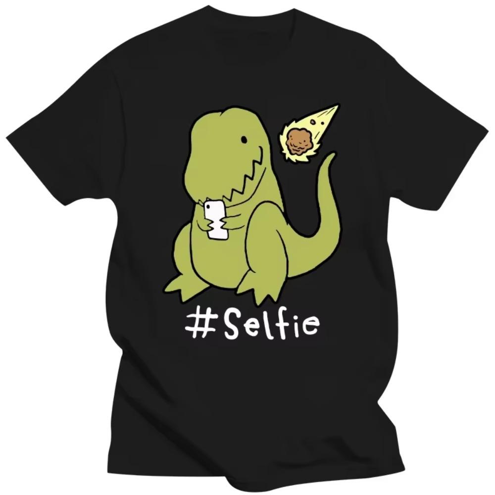 

Забавный T-Rex делает селфи Динозавр Крутая Милая Юмористическая Футболка Летняя Классика Повседневная Футболки Для Взрослых С Принтом Kawaii Ropa Mujer Топы Футболки XXXXXL чёрный