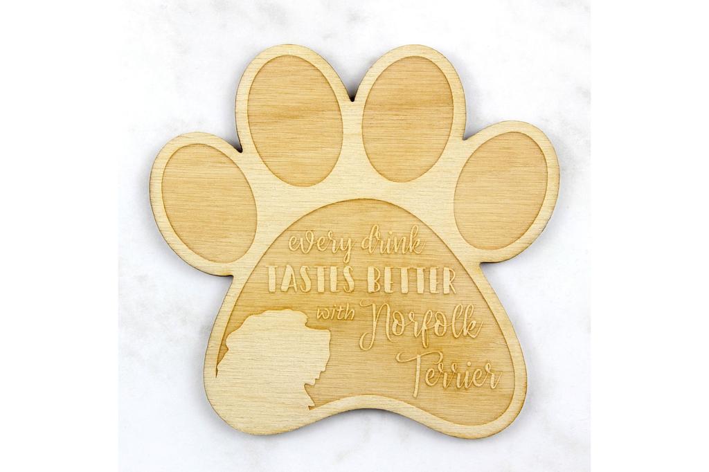 Norfolk Terrier - Mug coaster, engraved coaster with dog, gift for dog lover by Art-Dog brand