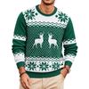 Christmas Floral Print Men's Crewneck Sweater, Casual Holiday Pullover