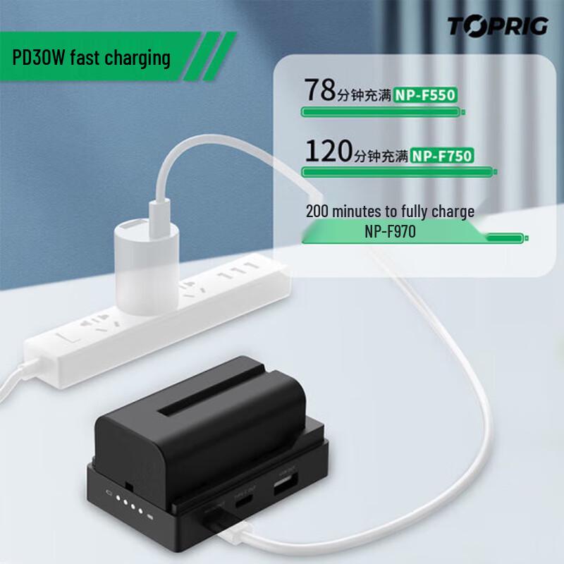 TOPRIG NP-F Battery Plate PD30W Fast Charger