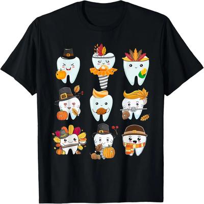 T-shirt Mignon Dents Équipe Dentaire Assistant Dentaire Thanksgiving