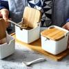 European Creative Ceramic Flip Seasoning Jar Cruet Salt Storage Tank Simple Spice Jar Kitchen Supplies Pepper Box Condiment Pot